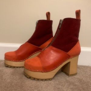 Swedish Hasbeens Red zip Boot